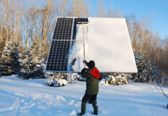 Solar panel covered in snow